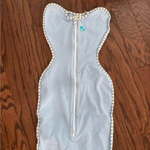 Love to Dream Blue Swaddle with Striped Edging